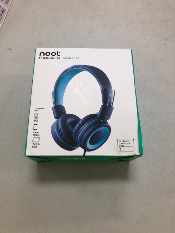 Photo 1 of Kids Headphones - noot products K11 Foldable Stereo Tangle-Free 3.5mm Jack Wired Cord On-Ear Headset for Children/Teens/Boys/Girls/Smartphones/School/Kindle/Airplane Travel/Plane/Tablet (Navy/Teal)