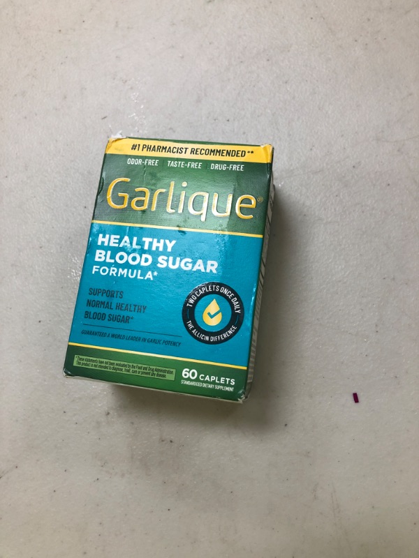 Photo 1 of Garlique Garlic Extract Supplement, Healthy Blood Sugar Formula, 6000 mcg allicin, Odorless & Vegan, 60 Caplets
