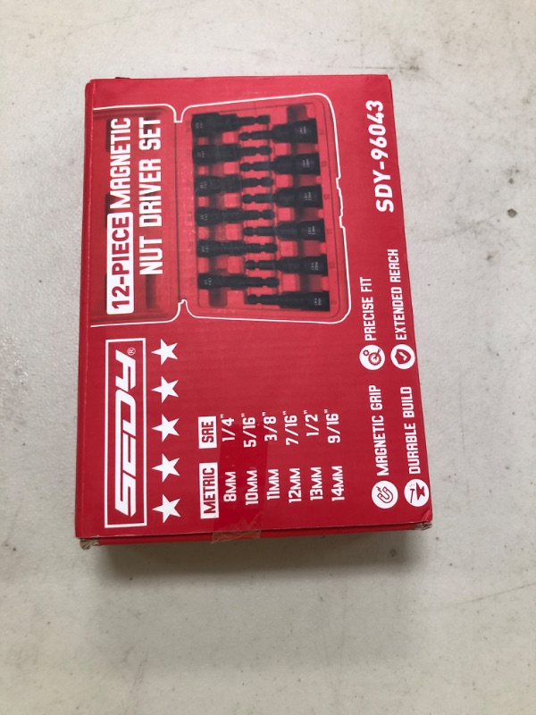 Photo 1 of 12-Piece Magnetic Nut Driver Set - Premium Impact Power Hex Nut Driver Drill Bit Master Kit, SAE & Metric, 1/4-Inch Quick-Change