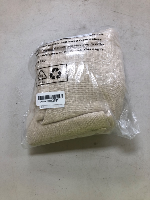 Photo 1 of LAMIT Semi Sheer Linen Curtains 54 Inch Length 2 Panels, Beige Light Filtering Panels Back Tab and Rod Pocket Neutral Drapes for Kitchen/Window/Dining Room, 52 x 54 Inch