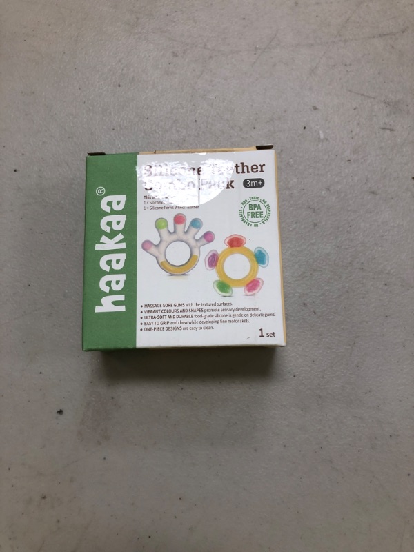 Photo 1 of Haakaa Silicone Teether Combo - Baby Freezer Teething Toy - Soft Cold Teether - Soothe Teething Pain & Itching Gums - Perfect Size - Palm & Ferris Wheel Shape for 3M+ Babies BPA Free - 2 pk