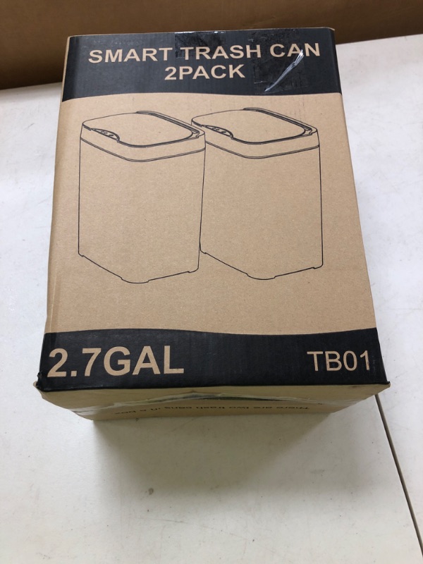Photo 1 of Vanpopubs 2 Pack 2.7 Gal Bathroom Trash Can with Lid, Automatic Trash Can Small Smart Garbage Can Touchless, Slim Motion Sensor Waterproof Plastic Trash Bins for Bedroom Office Kitchen Toilet Black