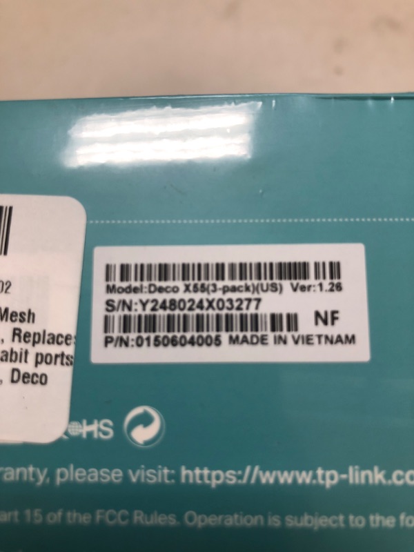 Photo 1 of TP-Link Deco X55 AX3000 WiFi 6 Mesh System - Covers up to 6500 Sq.Ft, Replaces Wireless Router and Extender, 3 Gigabit Ports per Unit, Supports Ethernet Backhaul, Deco X55(3-Pack)