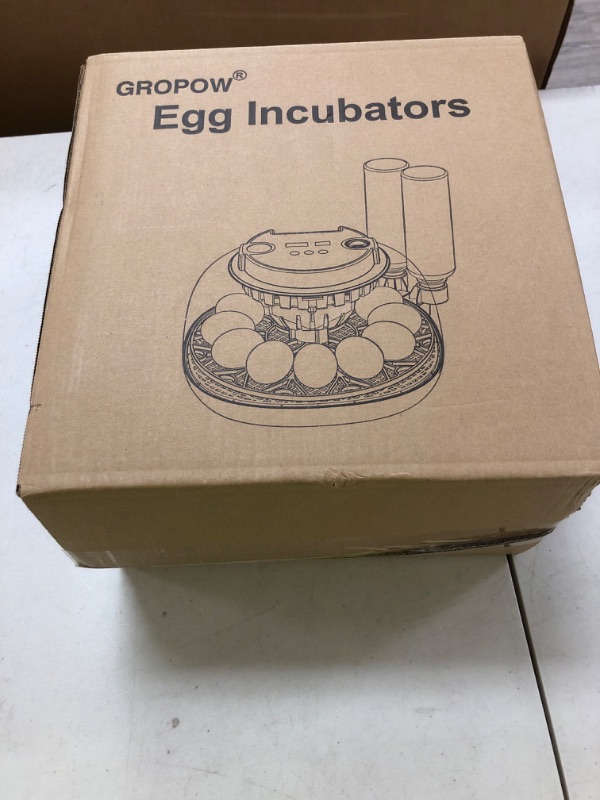 Photo 1 of GROPOW 12 Egg Incubator, Automatic Turning with Temperature & Humidity Control, Egg Candler, 360 View with Air Vent, Auto Water Bottle Refill, Chicken Incubator for Hatching Eggs