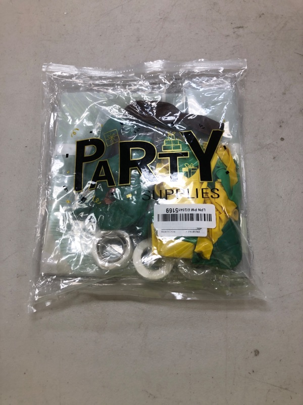 Photo 1 of Monkey Jungle Safari Balloon Garland Arch Kit with Happy Birthday Backdrop, Monkey Banana Foil Balloons, Artificial Tropical Palm Leaves for Baby Party Supplies