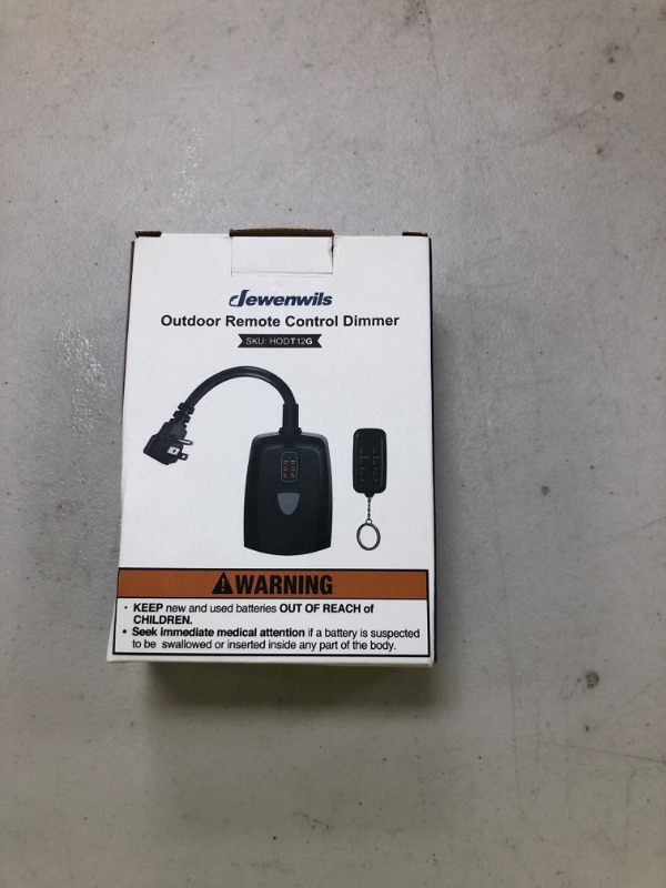 Photo 1 of DEWENWILS Outdoor Timer Outlet Waterproof, 15A 1/2HP, 2 Grounded Outlets, 100FT Remote Control, Black, FCC Listed