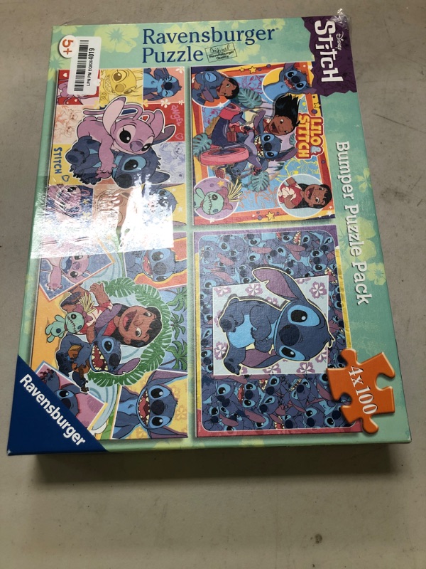 Photo 1 of Ravensburger Disney Stitch Bumper Pack 4x100 Piece Jigsaw Puzzle for Kids - Every Piece is Unique, Pieces Fit Together Perfectly