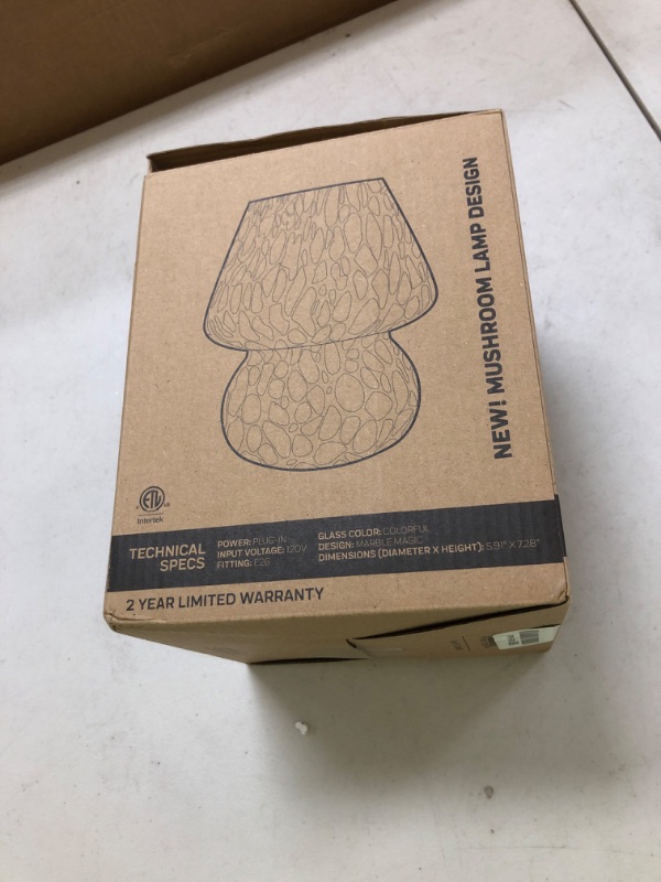 Photo 1 of AFORTLO Battery Powered Mushroom Table Lamp with Timmer,Cordless Small Atmosphere Glass Table Lamp,Portable Decovative NightLight for Corner/Entryway/Stairway/Bathroom/Fireplace (Rainbow White)