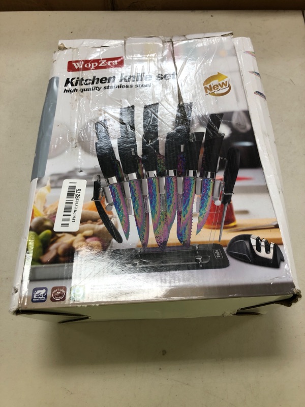 Photo 1 of WopZra Rainbow Knife Set, Kitchen Knives Set with Acrylic Block, Thick Blade Cutlery Knife Block Set, Chef Sharp Quality for Home & Pro Use, Best Gift (Teal Handle)