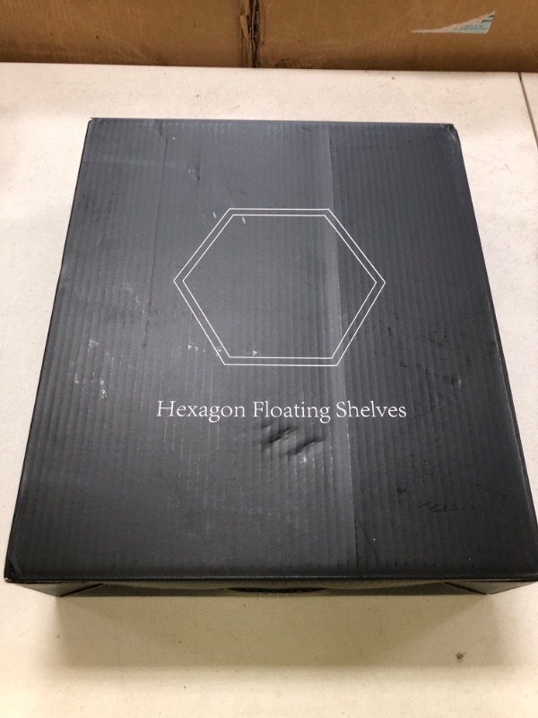 Photo 1 of PHOENANCEE Hexagon Floating Shelves,Wall Mounted Wood Farmhouse Storage Honeycomb Wall Shelf Set of 5,for Bathroom, Kitchen, Bedroom, Living Room,Office,Driftwood Finish (Weathered White)