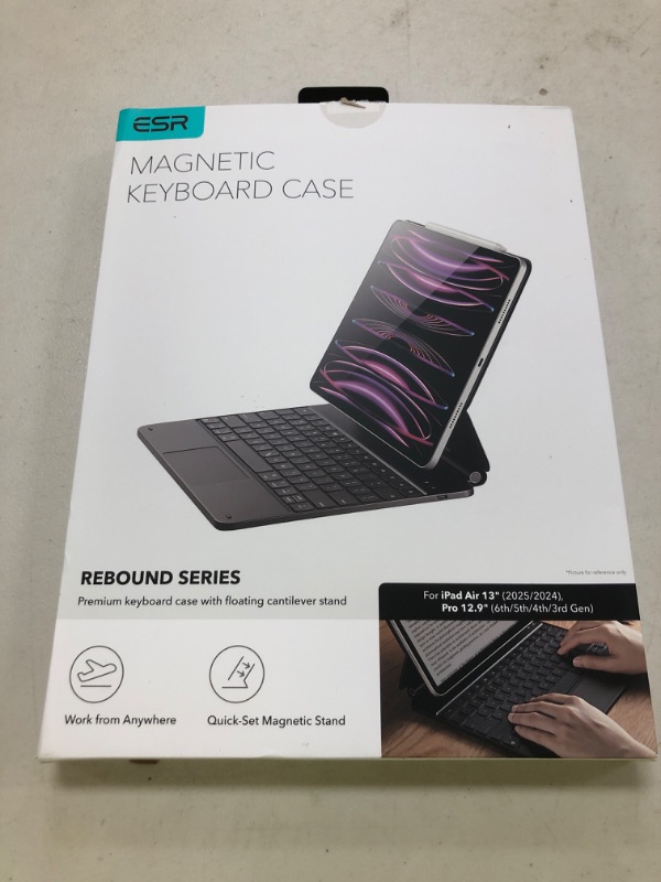 Photo 1 of ESR iPad Air 13 Inch Case Keyboard (M3/M2, 2025/2024) & iPad Pro 12.9 inch (3/4/5/6th Gen) Magic Keyboard, Easy-Set Floating Cantilever Stand, Precision Multi-Touch Trackpad, Rebound Series, Black