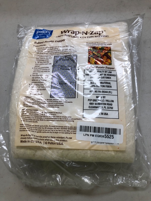 Photo 1 of Pellon WZ-45, Natural Wrap-N-Zap Cotton Quilt Batting, 45 by 36-Inch, 1 Pack