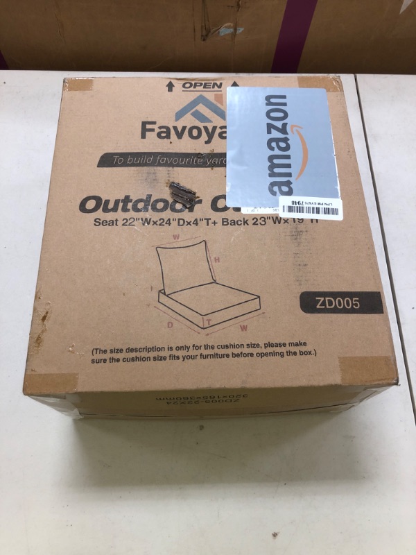 Photo 1 of Favoyard Outdoor Seat Cushion Set 22 x 24 Inch Waterproof & Fade Resistant Patio Furniture Cushions with Removable Cover Deep Seat & Back Cushion with Handle and Adjustable Straps for Chair Sofa Couch