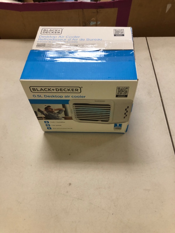 Photo 1 of BLACK+DECKER Desktop Air Cooler, Personal Portable Fan with 3-Speeds, Evaporative Air Cooler with 0.5L Water Tank, Air Cooler Fan for Desk, Home, Office, Bedroom, and more, BDMC10, White/Gray