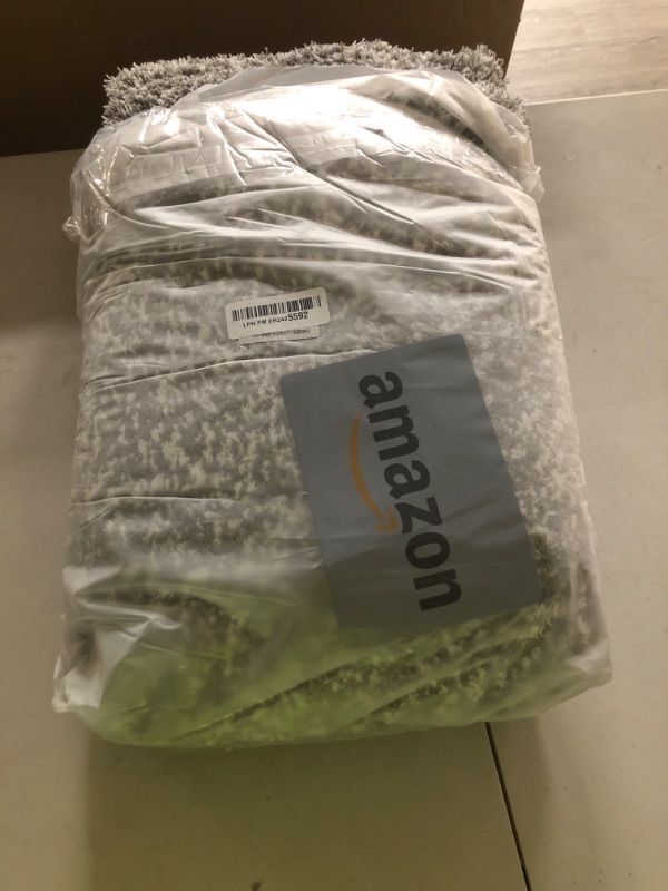 Photo 1 of Yimobra Bathroom Runner Rug Non Slip 70"x 24", Super Absorbent Bath Rugs, Quick Dry, Luxury Extra Long Shaggyl Fluffy Bath Mat for Double Vanity & Tub Side, Machine Washable, Light Gray and White