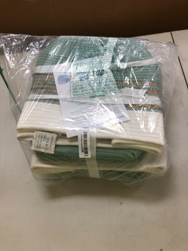 Photo 1 of UBBCARE 4 Pack Baskets for Organizing, Woven Storage Baskets for Toys and Towel, Rectangle Cotton Rope Basket with Handles, 14''L x 8''W x9''H, Green