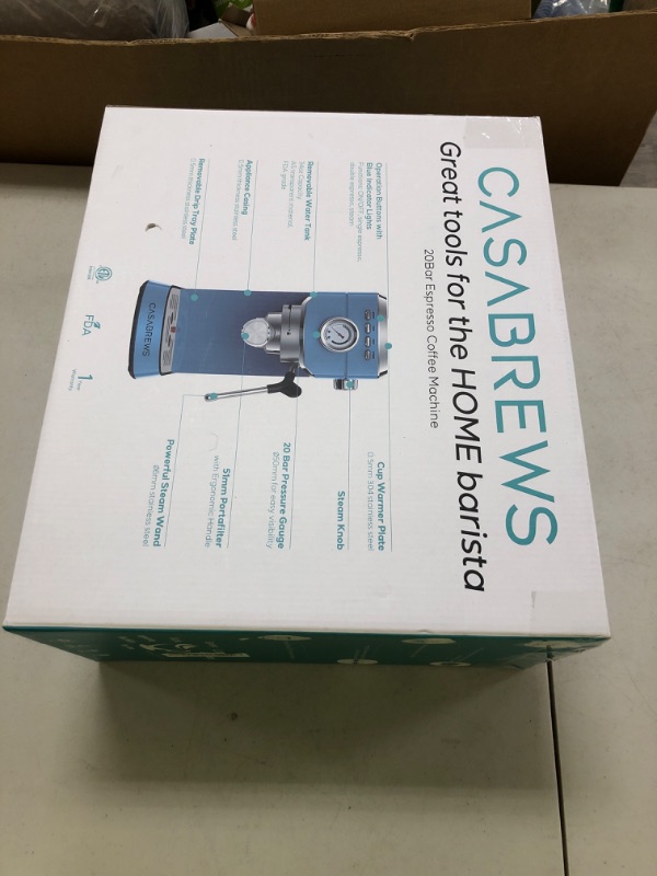 Photo 1 of CASABREWS CM5418 Espresso Machine 20 Bar, Stainless Steel Espresso Maker with Milk Frother Steam Wand, Professional Coffee Machine with 34oz Removable Water Tank, Baby Blue