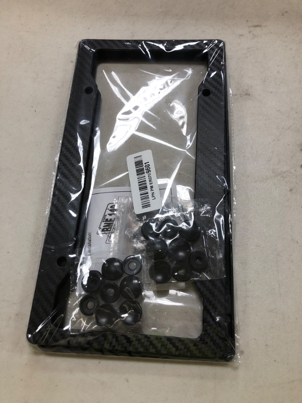 Photo 1 of Alpmosn 2PCS Black Carbon Fiber License Plate Frames, Car Tag Cover with Fasteners and Screws, Car Exterior Accessories, 4 Hole Universal License Plate Holders for U.S. Vehicles