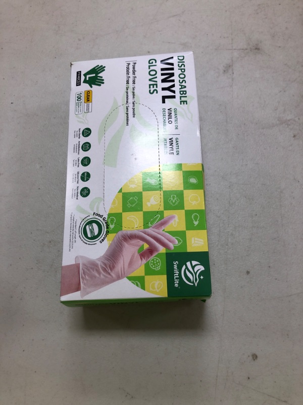 Photo 1 of SWIFTLITE Disposable Vinyl Gloves, Food Safe, Latex-Free Powder-Free Clear Plastic Gloves for Cooking, House Clean, Food Prep (100, Large)