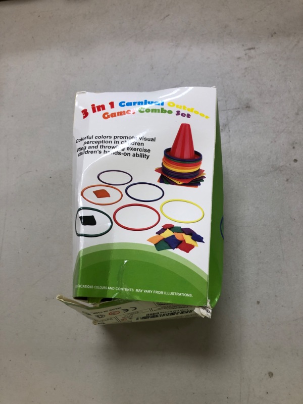 Photo 1 of unanscre 31PCS 3 in 1 Carnival Outdoor Games Combo Set for Kids, Soft Plastic Cones Bean Bags Ring Toss Game, Gift for Birthday Party/Xmas