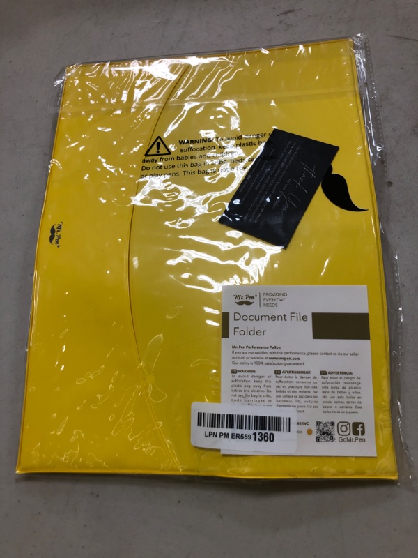 Photo 1 of Mr. Pen- File Folder, Vibrant Yellow, Plastic File Folders Letter Size, Document Folder, Clear Plastic Folders for Documents, Filing Folders, Plastic File Folder, Plastic Folder, Office Folders