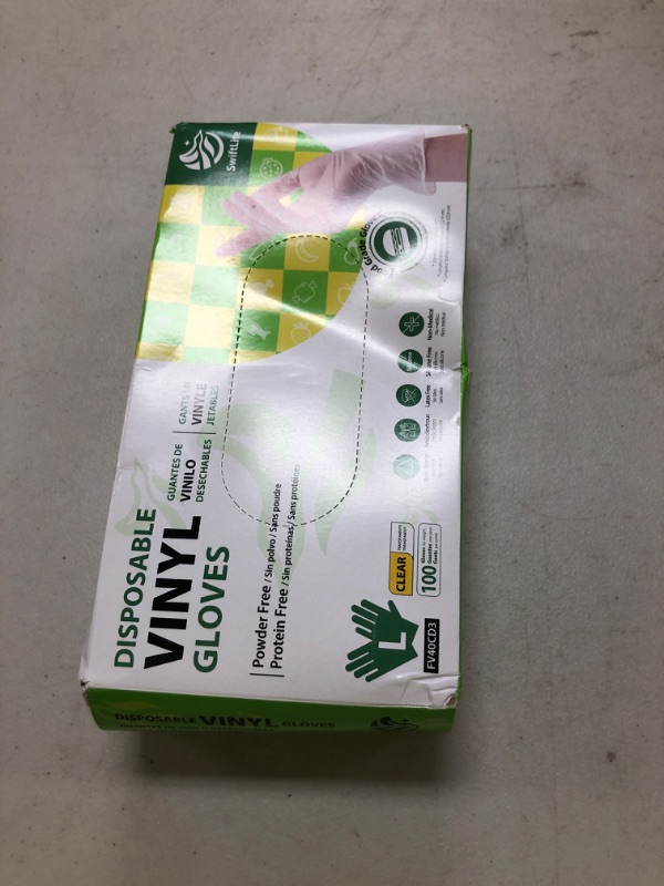 Photo 1 of SWIFTLITE Disposable Vinyl Gloves, Food Safe, Latex-Free Powder-Free Clear Plastic Gloves for Cooking, House Clean, Food Prep (100, Large)