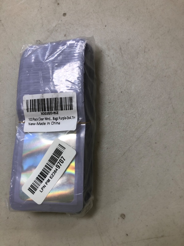 Photo 1 of Funfery 100 Pack Resealable Bags Clear Holographic Bags,Smell Proof Packaging Baggies,Mylar Food Storage Bag,Zipper Sealing Bag for Coffee Beans,Cookies,Jewelry Sample Small Business(Purple,3x4.7in)