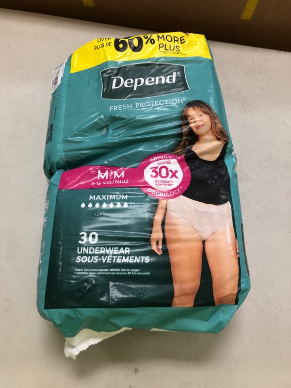 Photo 1 of Depend Fresh Protection Adult Diapers, Incontinence & Postpartum Bladder Leak Underwear for Women, Disposable, Maximum, Medium, Blush, 30 Count, Packaging May Vary