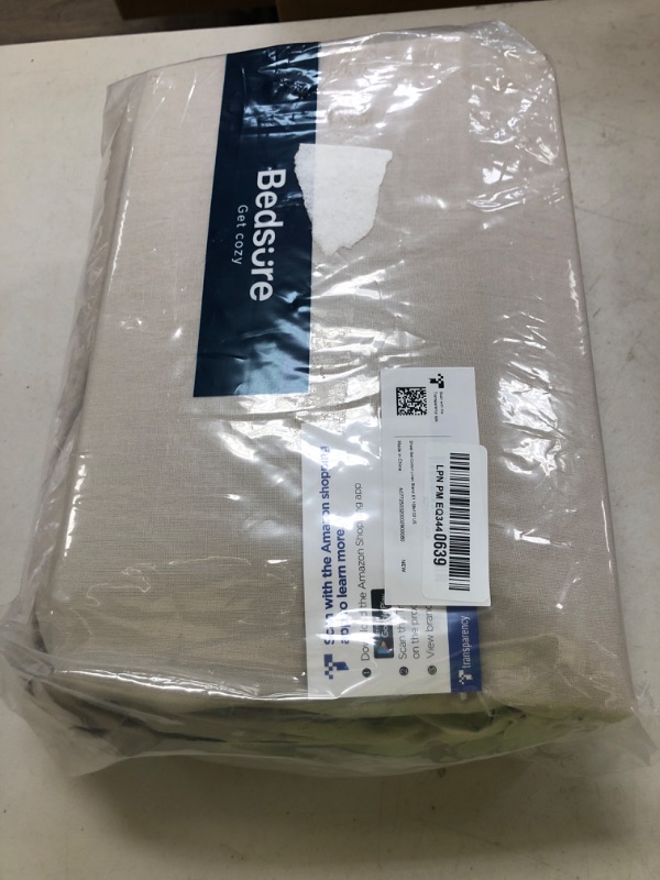 Photo 1 of Bedsure Linen Sheets - King Size Sheets, Blend from Linen Cotton Bedsheets, Breathable Cotton Bedsheets, Gifts for All Seasons, 4 Pieces, Linen
