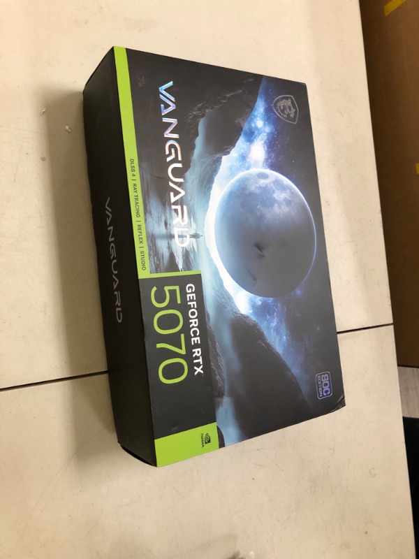 Photo 1 of MSI Gaming RTX 5070 12G Vanguard SOC Graphics Card (12GB GDDR7, 192-bit, Extreme Performance: 2655 MHz, DisplayPort x3 2.1a, HDMI 2.1b, NVIDIA Blackwell Architecture)