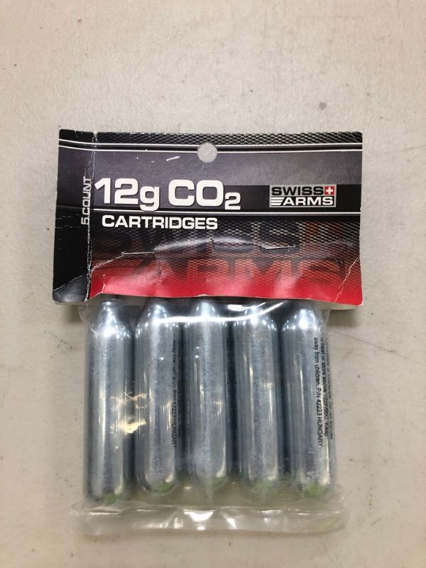 Photo 1 of Swiss Arms 12gm CO2 Catridge (5-Pack) , Black, (CO25B)