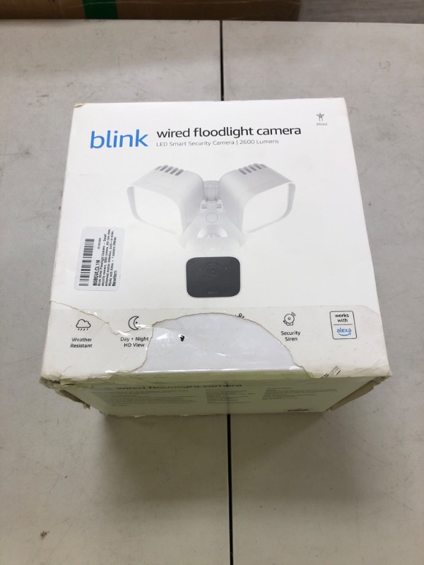 Photo 1 of Blink Wired Floodlight Camera - Smart security camera, 2600 lumens, HD live view, enhanced motion detection, built-in siren, Works with Alexa – 1 camera (White)