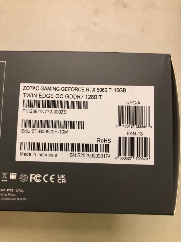 Photo 1 of ZOTAC Gaming GeForce RTX 5060 Ti 16GB Twin Edge OC DLSS 4 16GB GDDR7 128-bit 28 Gbps PCIE 5.0 Gaming Graphics Card, IceStorm 2.0 Cooling, SFF-Ready, ZT-B50620H-10M