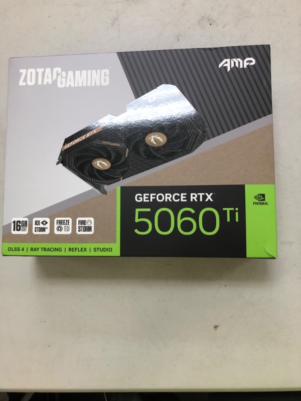 Photo 1 of ZOTAC Gaming GeForce RTX 5060 Ti 16GB AMP DLSS 4 16GB GDDR7 128-bit 28 Gbps PCIE 5.0 Gaming Graphics Card, IceStorm 2.0 Cooling, White LED Lighting, ZT-B50620F-10M