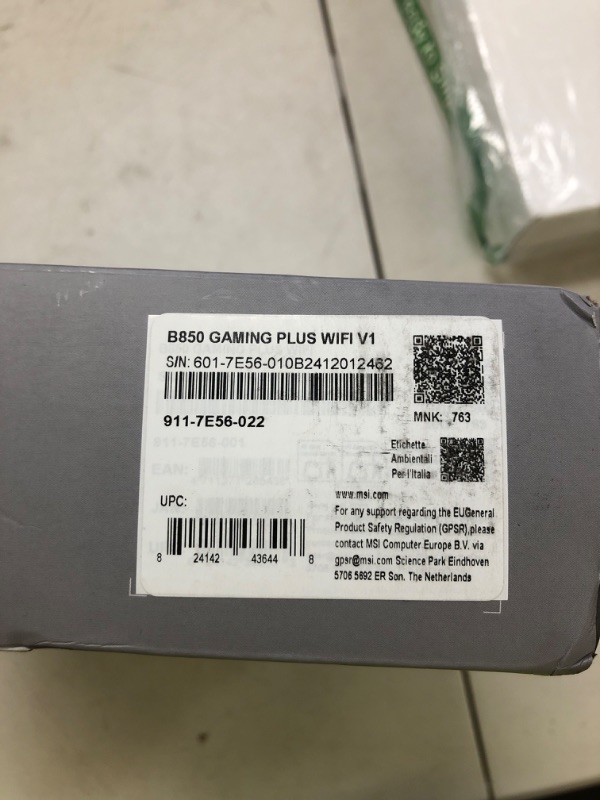 Photo 1 of MSI B850 Gaming Plus WiFi V1 Motherboard, ATX - Supports AMD Ryzen 9000/8000 / 7000 Processors, AM5 - DDR5 Memory Boost 8200+ MT/s (OC), PCIe 5.0 x16 & 4.0 x16, M.2 Gen5, Wi-Fi 7, 5G LAN
