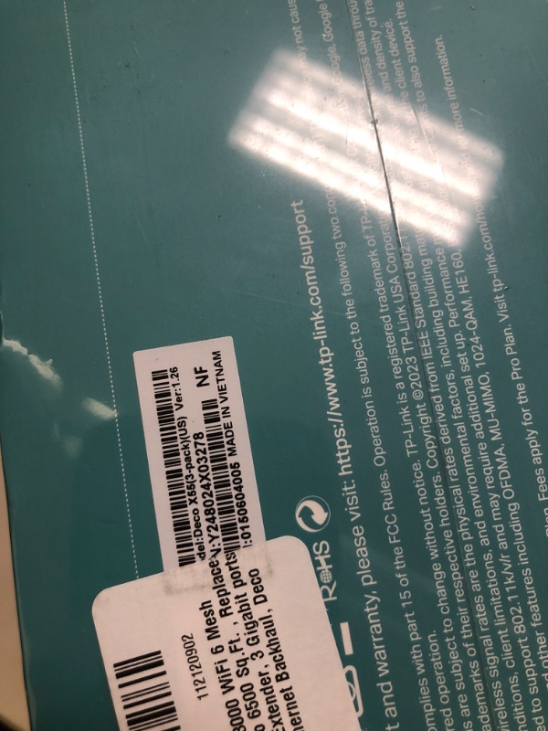 Photo 1 of TP-Link Deco X55 AX3000 WiFi 6 Mesh System - Covers up to 6500 Sq.Ft, Replaces Wireless Router and Extender, 3 Gigabit Ports per Unit, Supports Ethernet Backhaul, Deco X55(3-Pack)