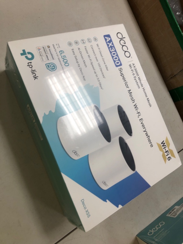 Photo 1 of TP-Link Deco X55 AX3000 WiFi 6 Mesh System - Covers up to 6500 Sq.Ft, Replaces Wireless Router and Extender, 3 Gigabit Ports per Unit, Supports Ethernet Backhaul, Deco X55(3-Pack)