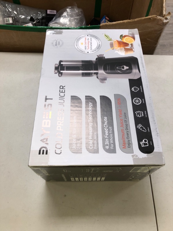 Photo 1 of Cold Press Juicer Machines, DAYBEST Slow Masticating Pure High Juice Yield Extractor, 4.1 IN Large Feed Chute for Whole Fruits & Veggies, Dual Replaceable Filters, Quiet Motor, Easy Clean (Grey)