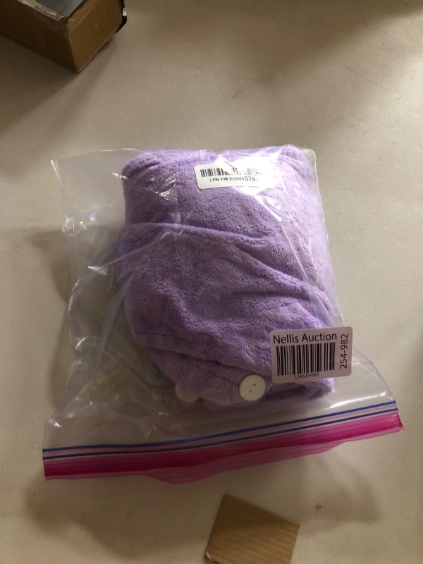 Photo 1 of AGKXHDEC 2 Packs Microfiber Towel, Hair Turbans for Wet Hair, Drying Hair Wrap for Women(Purple-2pcs)