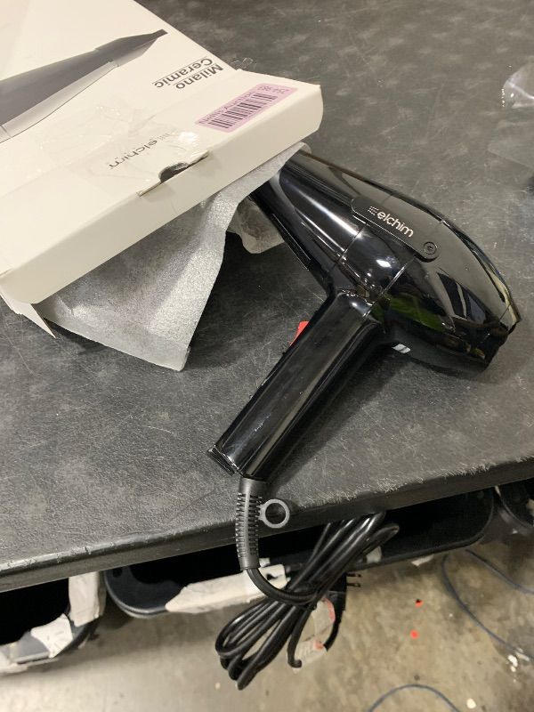 Photo 1 of Elchim Milano Ceramic Hair Dryer Ultra Slim & Lightweight Salon Professional Blow Dryer and Ergonomic Design, Concentrator Included, Fast Drying, Quiet, Black/Silver, 2000 Watt