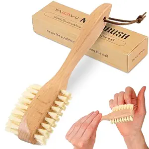 Photo 1 of Takavu Nail Brush, Pure Boar Bristles, Natural Wood Handle, Nail Cleaning Brush for Scrubbing Fingernail Toenail Hand Feet, Dual Sided for Regular Manicure Nail Care Hygiene