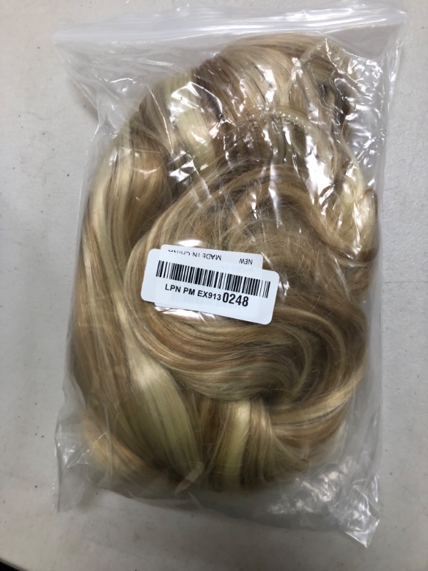 Photo 1 of RightOn 22 Inches Blonde Mix Brown Wig Long Curly Mix Blonde Wig with Bangs Long Wavy Wig for Halloween Cosplay Costume Party
