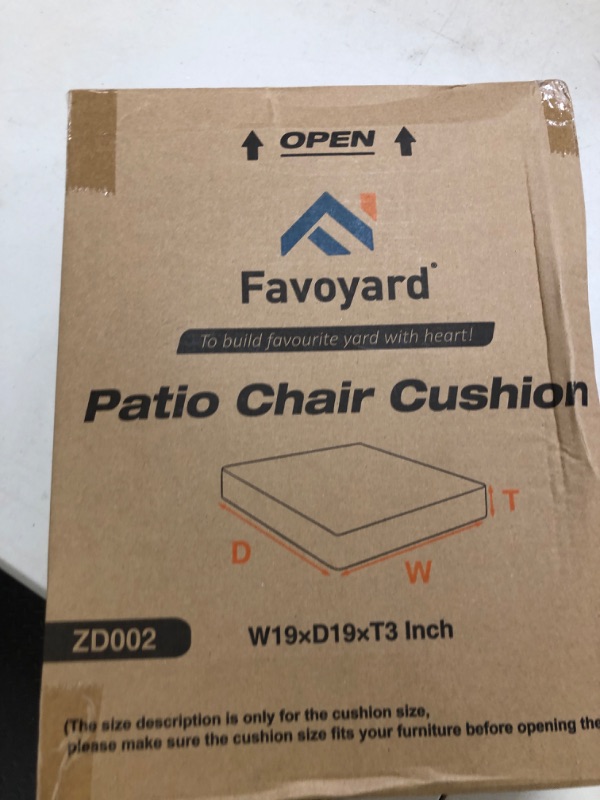 Photo 1 of Favoyard Patio Chair Cushions 19 x 19 x 3 Inch Waterproof Outdoor Seat Cushions for Patio Furniture 3-Year Color Fastness Garden Sofa Couch Chair Pads with Handle & Adjustable Straps Set of 2, Grey