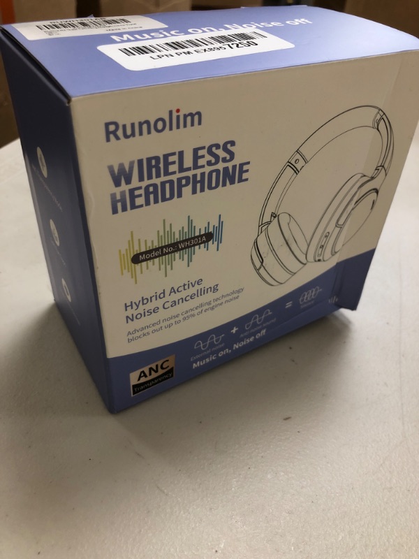 Photo 1 of Runolim  Active Noise Cancelling Headphones, Wireless Over Ear Bluetooth Headphones with Microphone, 70H Playtime, Foldable Headphone with HiFi Audio, Deep Bass for Home Travel Office