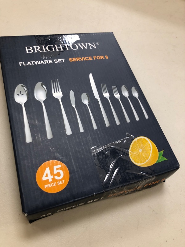 Photo 1 of 45-Piece Flatware Sets, Silverware Set for 8, Durable Stainless Steel Tableware in Ergonomic Design Size and Weight, Kitchen Utensils Set with Steak Knives, Rust-proof, Dishwasher Safe