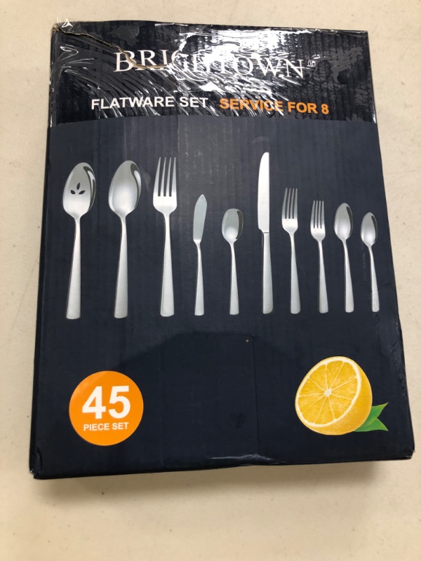 Photo 1 of 45-Piece Flatware Sets, Silverware Set for 8, Durable Stainless Steel Tableware in Ergonomic Design Size and Weight, Kitchen Utensils Set with Steak Knives, Rust-proof, Dishwasher Safe
