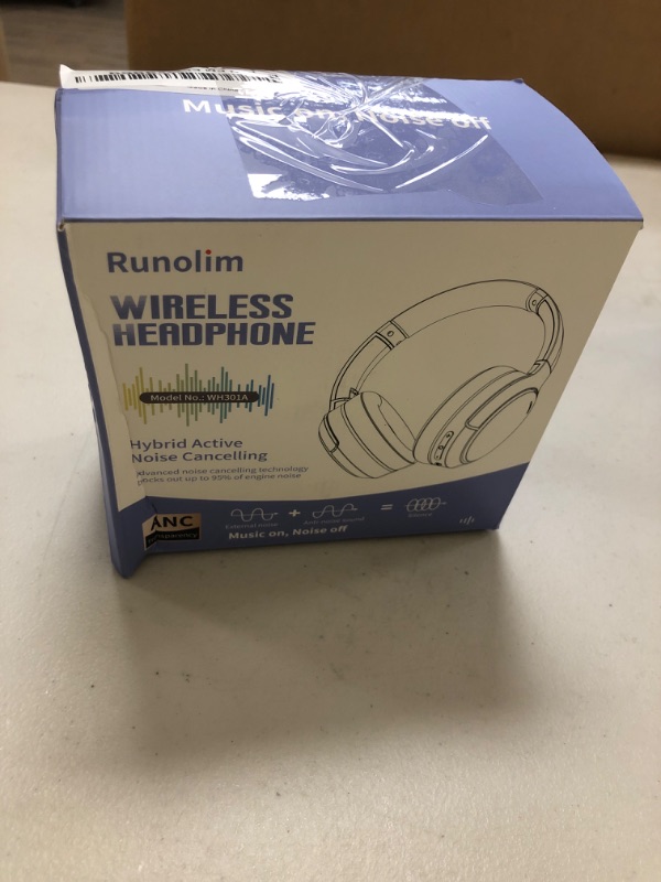 Photo 1 of Runolim  Active Noise Cancelling Headphones, Wireless Over Ear Bluetooth Headphones with Microphone, 70H Playtime, Foldable Headphone with HiFi Audio, Deep Bass for Home Travel Office