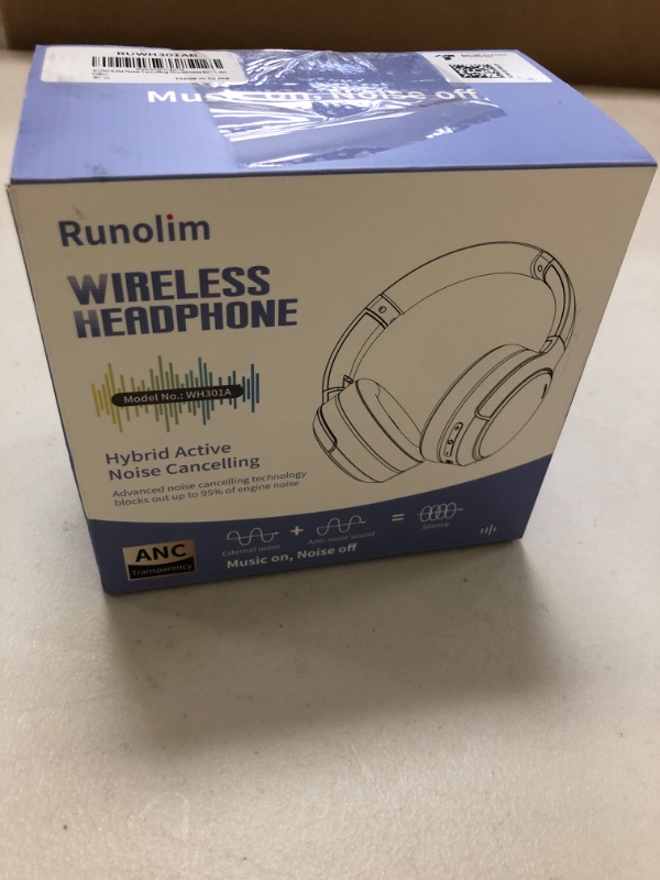 Photo 1 of Runolim  Active Noise Cancelling Headphones, Wireless Over Ear Bluetooth Headphones with Microphone, 70H Playtime, Foldable Headphone with HiFi Audio, Deep Bass for Home Travel Office