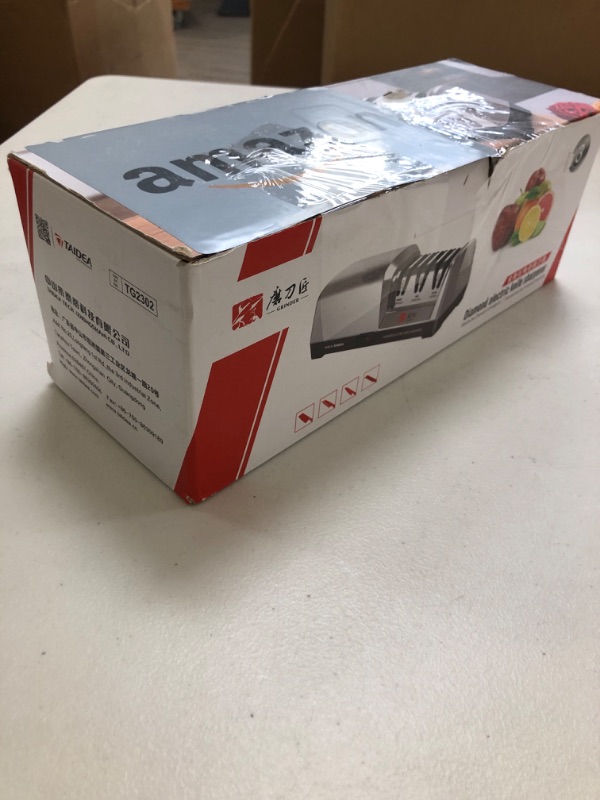 Photo 1 of OEC-T5 Electric Knife Sharpener, Professional 3-Stage Electric Knife Sharpeners with Precision Angle Guide and Diamond Abrasive for Straight Edge, Kitchen Knives, Ceramic Knives. Silver