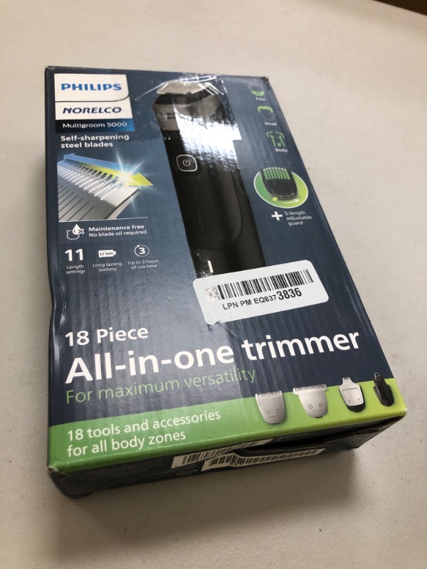 Photo 1 of Philips Norelco Multigroom Series 5000 18 Piece, Beard Face, Hair, Body and Intimate Hair Trimmer for Men - NO BLADE OIL MG5910/49
